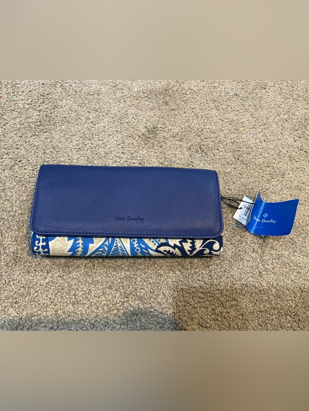 Vera Bradley Royal Blue and White Patterned Continental Wallet